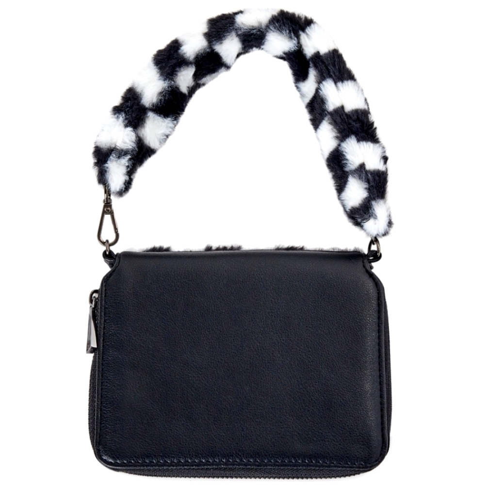 #C New Checkered Y2k Styl Small Clutch Wallet Bag Black & White Removable